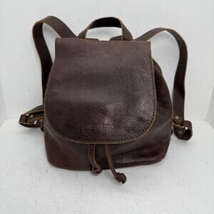 Portland Leather Goods Bucket Backpack Brown Full Grain Leather Drawstring Bag